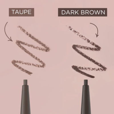 Lápis de sobrancelha cores taupe e dark brown com traços ziguezague