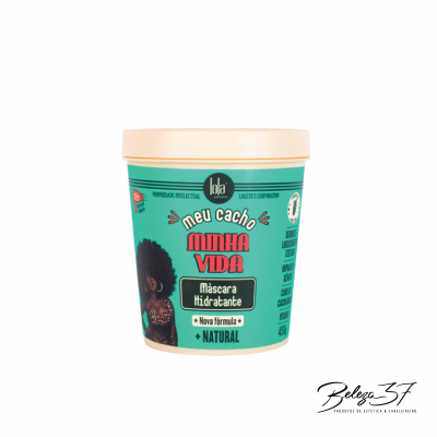 Máscara hidratante para cabelo tipo afro, embalagem azul turquesa com tampa bege