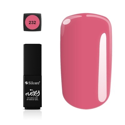 Verniz gel híbrido Silcare Flexy cor rosa 232 com amostra da cor