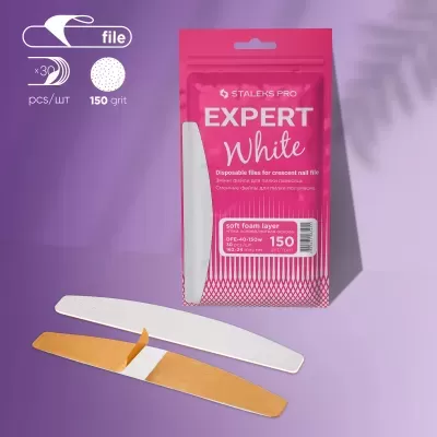Pacote rosa de lixas para unhas Staleks Pro EXPERT White com duas lixas visíveis