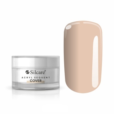 Produto Silcare Acryl Sequent Cover em pote plástico com amostra de cor nude