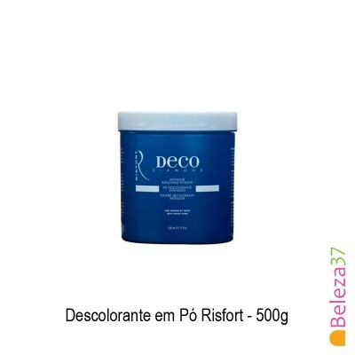 Frasco azul com tampa branca do descolorante em pó Risfort de 500g