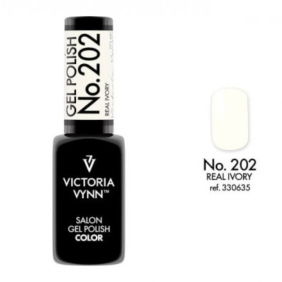 Frasco de verniz de gel para unhas Victoria Vynn, cor branca 'REAL IVORY'.