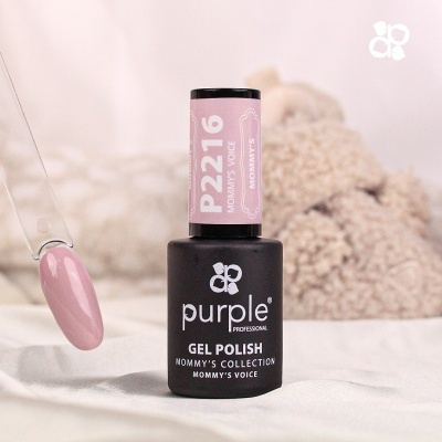 Verniz gel rosa claro Purple Professional Mommy's Collection P2216 com aplicação em palito