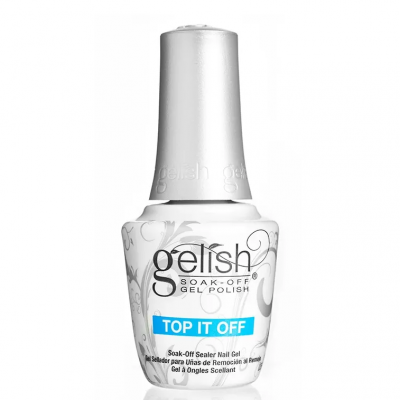 Frasco de verniz gel branco com tampa prateada e rótulos