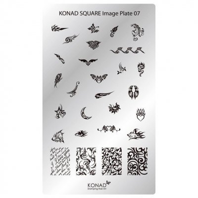 plaque de carimbo de unhas Konad com vários desenhos decorativos