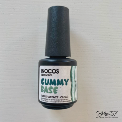 Frasco de verniz gel INOCOS GUMMY BASE transparente com tampa preta