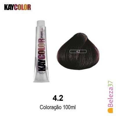 Tubo de coloração KAYCOLOR 100ml com amostra de cor 4.2