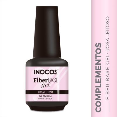 Frasco de verniz gel Fiber Base rosa leitoso da INOCOS