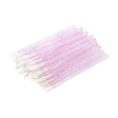 Aplicadores descartáveis rosa com algodão branco