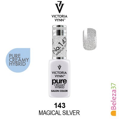 Esmalte Victoria Vynn cor Magical Silver 143 com amostra da cor prateada brilhante