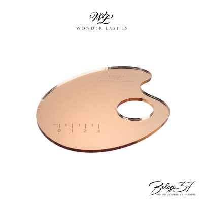 Paleta acrílica cor de bronze com orifício e régua graduada