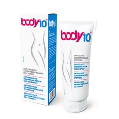 Produto cosmético anti-celulite Body10 em embalagem branca