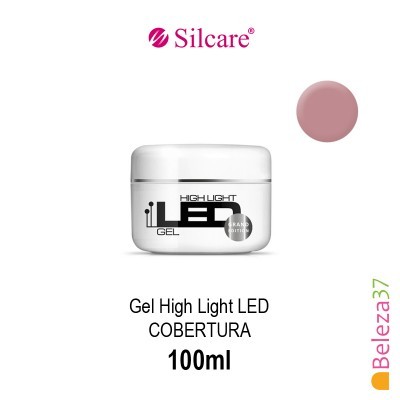 Frasco de gel LED cor rosada opaca com texto preto, capacidade 100ml, fundo branco com logotipo Silcare