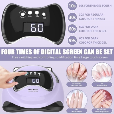 Dispositivo de cura de unhas em gel roxo com temporizador digital