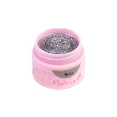 Frasco rosa de gel para unhas com gel prateado brilhante no interior