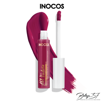 batom líquido vinho INOCOS com aplicador em fundo branco