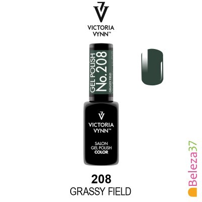 Frasco de verniz gel preto com rótulo branco e amostra de verniz verde escuro