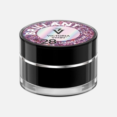 Frasco pequeno preto com tampa brilhante rosa e texto Victoria Wynn