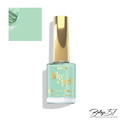 Frasco de esmalte NOCOS como gel verde menta com tampa dourada