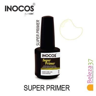 Frasco preto de Super Primer INOCOS para unhas sobre fundo branco