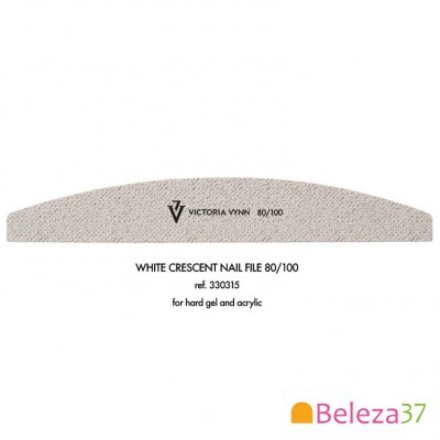 Lima de unhas branca em forma de crescente VICTORIA VYNN 80/100 para gel e acrílico