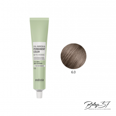 Tubo de tinta de cabelo permanente Andreia verde claro e amostra de cor castanho médio 6.0