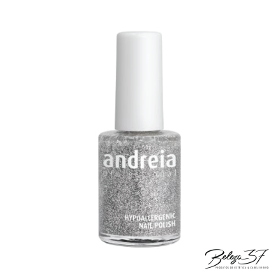 Esmalte de unhas prateado Andreia com tampa branca