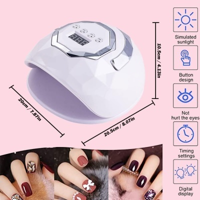 Dispositivo branco para manicure com visor digital e ícones de funções