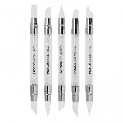 Conjunto de utensílios de silicone transparentes com esferas e extremidades variadas