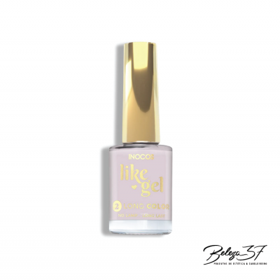 Frasco de verniz para unhas cor rosa claro com tampa dourada e texto dourado