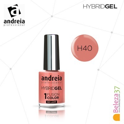frasco de verniz de gel Andreia professional cor coral H40 com tampa metálica prateada