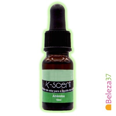 Frasco de aroma líquido K-scent Amêndoa 10ml com conta-gotas.
