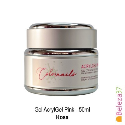 Frasco de gel para unhas AcrylGel cor rosa com tampa prateada