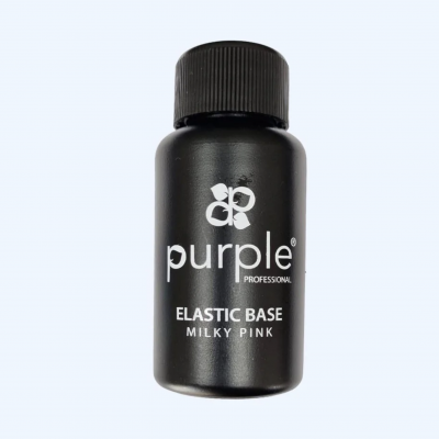 Frasco preto de produto Purple Professional Elastic Base Milky Pink em fundo branco