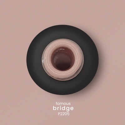 Anel moderno preto e rosa com texto 'famous bridge P2205'