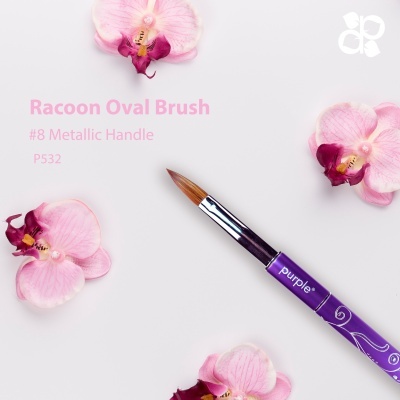 Pincel de maquilhagem roxo com flores orquídea cor-de-rosa