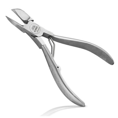 Alicate de corte metálico prateado com alças texturizadas e mola