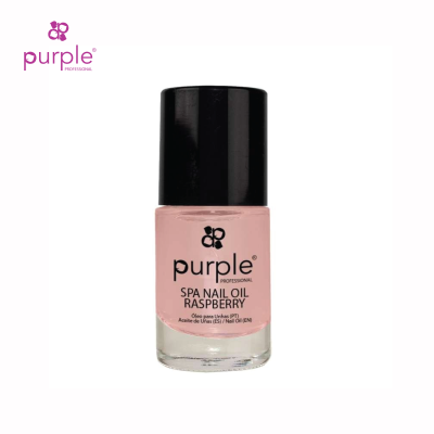 Frasco de óleo para unhas cor de rosa com tampa preta da marca Purple Professional