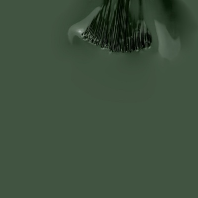 Pincel de maquiagem com cerdas finas pretas sobre fundo cinza-esverdeado