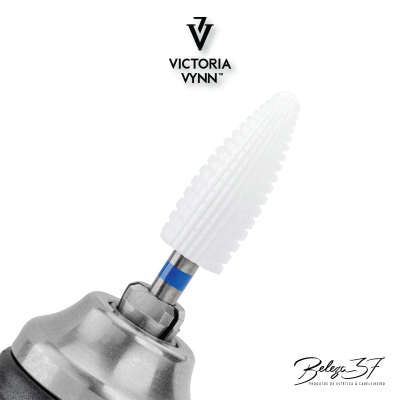 Broca de lixa branca com corpo metálico e faixa azul