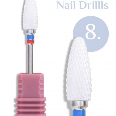 Brocas para unhas INOCOS Nail Drills com ponta branca texturizada e base rosa