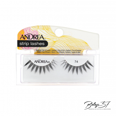 Pestanas artificiais ANDREA strip lashes modelo 74 em embalagem transparente
