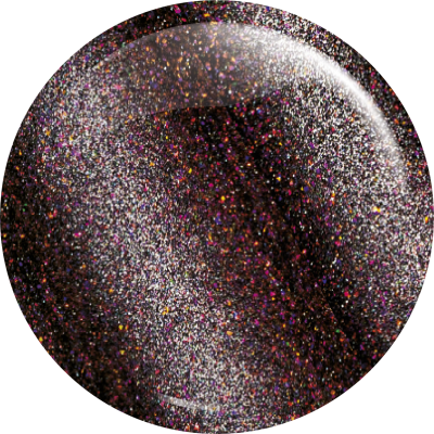 Close-up de esmalte preto com glitter multicolorido