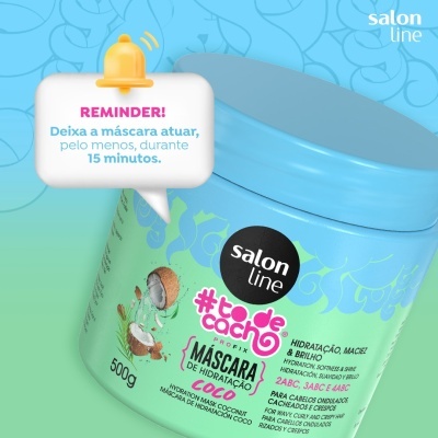 Frasco de máscara de hidratação de cabelo de coco da Salon Line com tampa azul