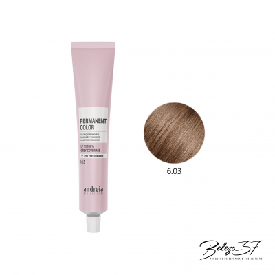 Tubo de tinta para cabelo Andreia cor 6.03 castanho claro