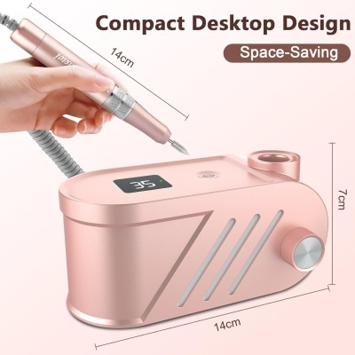 Dispositivo compacto desktop cor de rosa com medidor digital e cabo espiral