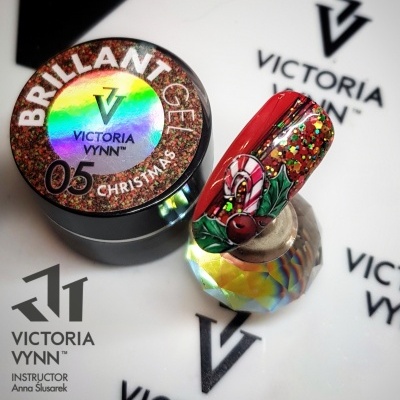 Pote de gel para unhas Victoria Vynn Brillant Gel com unha decorada natalícia
