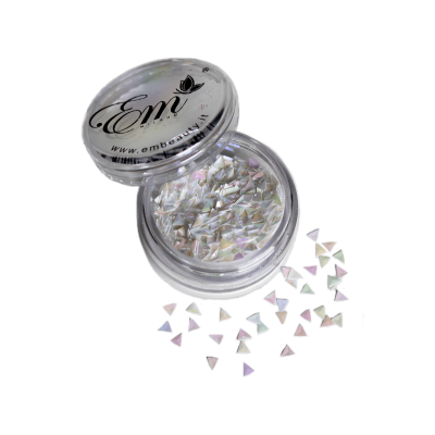 Frasco transparente com triângulos iridescentes para decoração