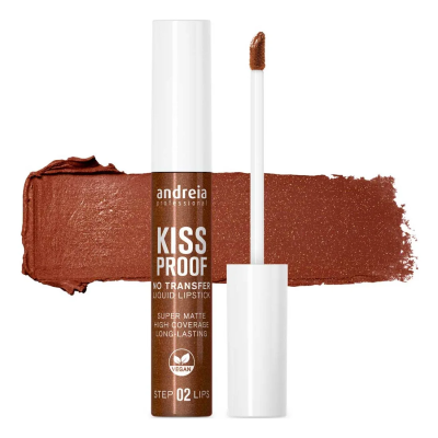 Batom líquido matte Andreia Professional Kiss Proof Step 02 Lips castanho com aplicador